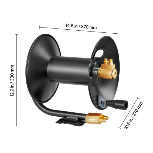 VEVOR 3FT Lead-in Hose Reel Welding, Hand Crank Rewind Hose Reel with Hose and 9/16"-18 B Fittings, Ceiling/Wall Mount Steel Reel for Workshops