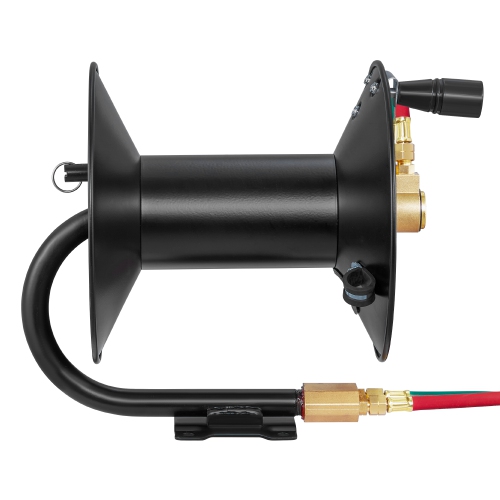 VEVOR 3FT Lead-in Hose Reel Welding, Hand Crank Rewind Hose Reel with Hose and 9/16"-18 B Fittings, Ceiling/Wall Mount Steel Reel for Workshops