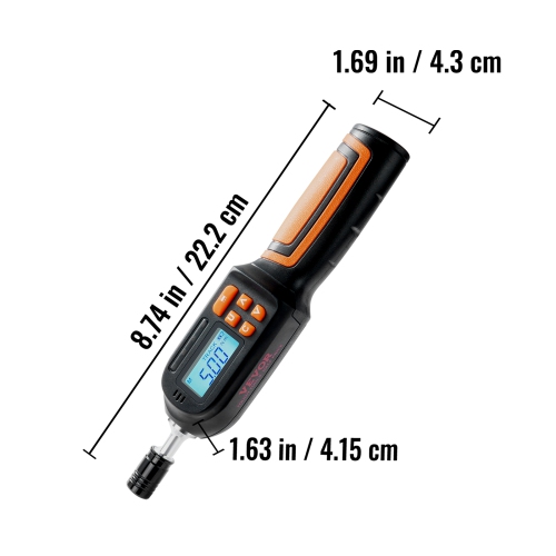 VEVOR 1/4" Drive Digital Screwdriver Torque Wrench, Electrician Torque Screwdriver with LCD, 2.65-70.67 in-lbs Torque Range, 0.01 N.m Increment