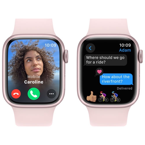 Apple Watch Series 9 (GPS) 41mm Pink Aluminum Case with Pink Sport Band - Small / Medium - US Version by APPLE - Refurbished condition - Image 5