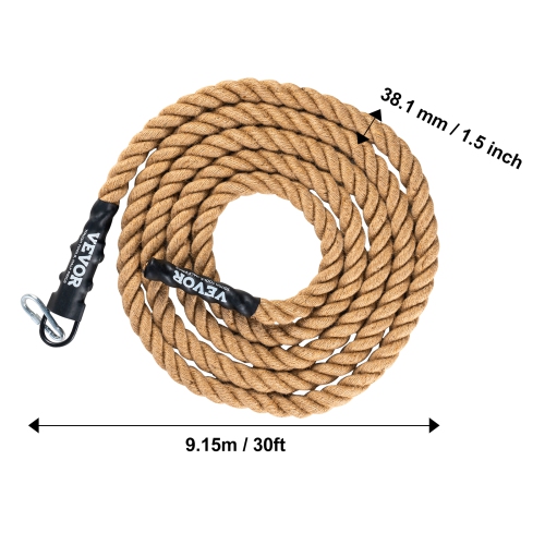 VEVOR 1.5" Diameter Gym Climbing Rope, 30 ft Length Gym Exercise Workout Rope for Adults, Climbing Rope for Fitness and Strength Training, Climbing