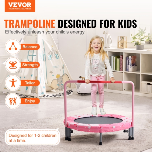 VEVOR 36" Kids Trampoline,3FT Indoor Outdoor Trampoline,Mini Trampoline with Handle,Rebounder Trampoline for Toddlers, Birthday Gift for 3+ Years