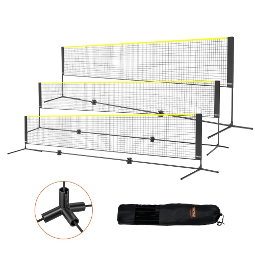 VEVOR 17ft Wide Foldable Pickleball Net,Badminton Net, Height Adjustable Volleyball Net, Portable Easy Setup Tennis Net Set with Poles, Stand and