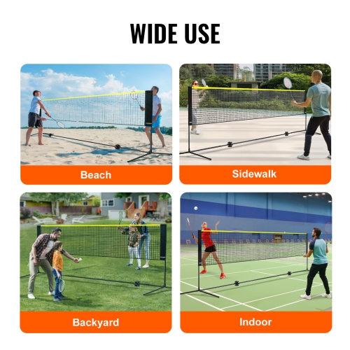 VEVOR 17ft Wide Foldable Pickleball Net,Badminton Net, Height Adjustable Volleyball Net, Portable Easy Setup Tennis Net Set with Poles, Stand and