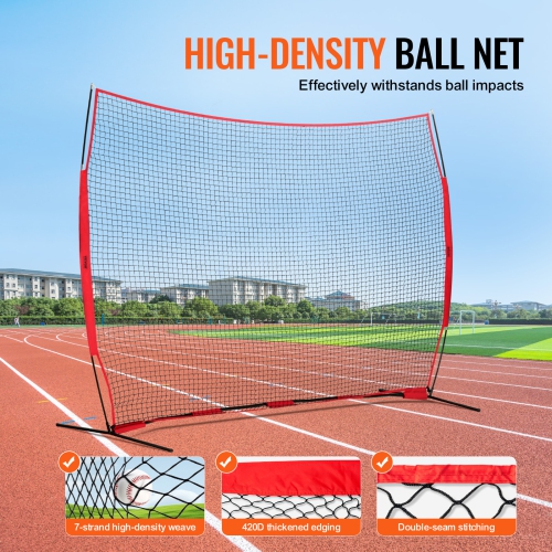 VEVOR 12x9 ft Ball Sports Barrier Netting, Portable Practice Equipment with Carry Bag, Protection Screen for Baseball Softball Lacrosse Soccer Hockey