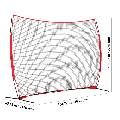 VEVOR 12x9 ft Ball Sports Barrier Netting, Portable Practice Equipment with Carry Bag, Protection Screen for Baseball Softball Lacrosse Soccer Hockey