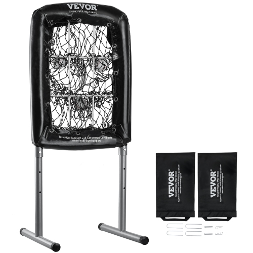 VEVOR 9 Hole Baseball Net, 21"x29" Softball Baseball Training Equipment for Hitting Pitching Practice, Height Adjustable with Strike Zone & 4 Ground