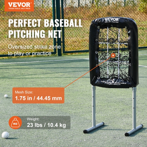 VEVOR 9 Hole Baseball Net, 21"x29" Softball Baseball Training Equipment for Hitting Pitching Practice, Height Adjustable with Strike Zone & 4 Ground