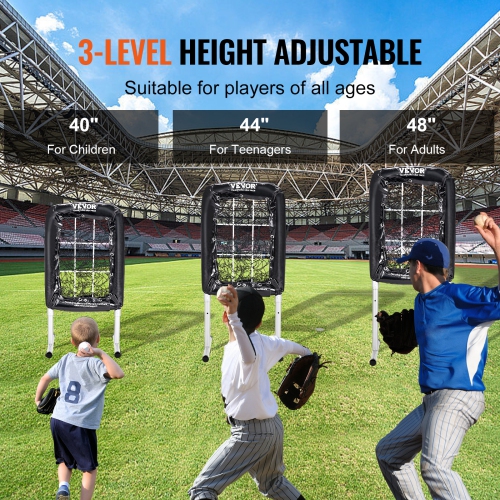 VEVOR 9 Hole Baseball Net, 21"x29" Softball Baseball Training Equipment for Hitting Pitching Practice, Height Adjustable with Strike Zone & 4 Ground