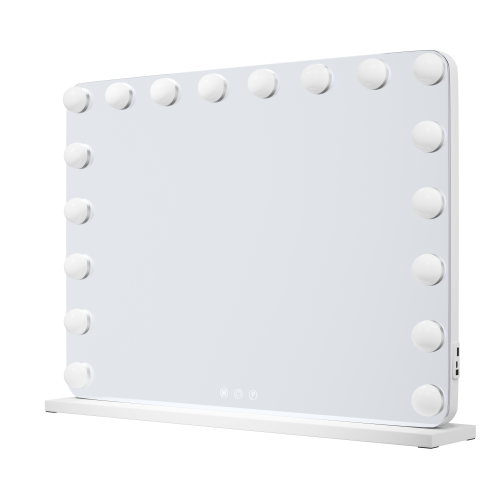 U-HOMY 8/31 – Miroir de salle de bain LED de 22&nbsp;po avec Bluetooth – Miroir de maquillage Hollywood avec lumières, 15 ampoules à intensité
