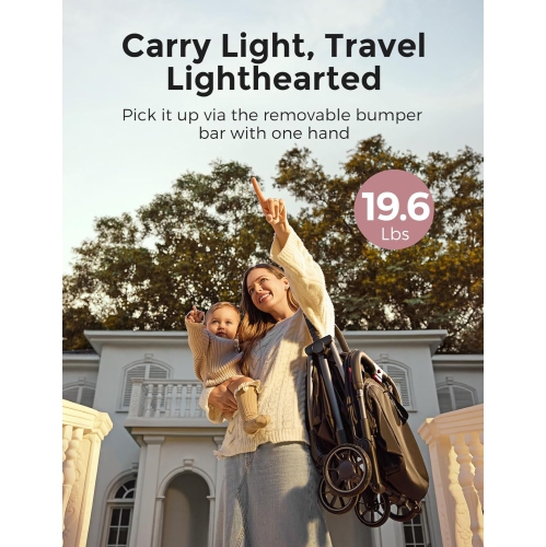 Poussette légère ClickGo de Momcozy, poussette de voyage compacte pour avion avec pli en un clic, poussette pour bébé et poussette pour tout-petit