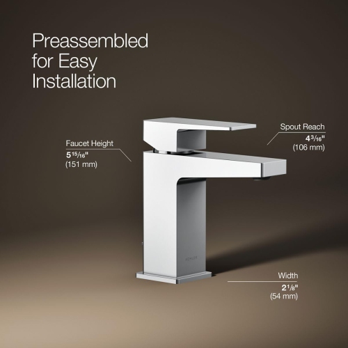 KOHLER K-99760-4-CP Honesty Single Control Lavatory Faucet, Polished Chrome