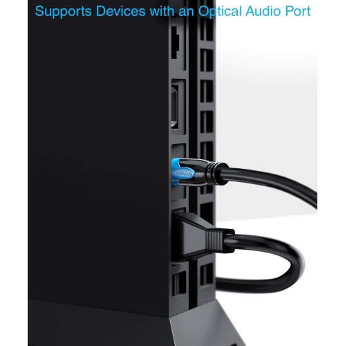 Digital Optical Audio Toslink Cable, Fiber Optic Cord, 24K Gold-Plated, Compatible with Home Theatre, Sound Bar, TV, PlayStation PS5/PS4, 6FT