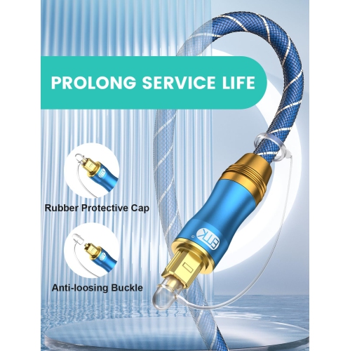 Digital Optical Audio Cable Fiber Optical Toslink Cable SPDIF Audio Cable Male to Male Cord for Home Theater, Sound Bar, TV, PS4, Gaming Console,