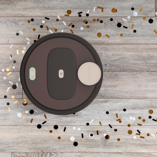 Aspirateur robot et vadrouille connecté Wi-Fi PetHair Appetite de Bobsweep, café