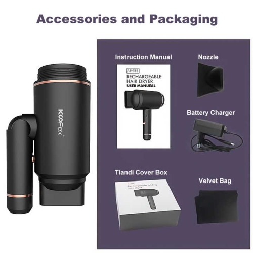 Sèche-cheveux professionnel ionique Recharge sans fil Puissant Sèche-cheveux portatif sans fil pour bébé Sèche-cheveux Séchage rapide Sèche-cheveux à