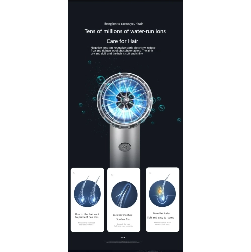 Hair dryer blue light negative ion quick drying hair dryer household high power hot and cold constant temperature hair dryer low noise silver