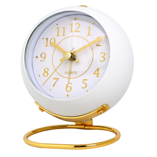 Nordic creative electronic table clock simple children's alarm clock new desktop bedside student silent luminous pointer clock - frosted white -