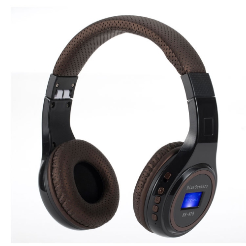 N75 luminous wireless Bluetooth sports headphones, head-mounted stereo card-inserted headphones, foldable radio Bluetooth headphones - brown