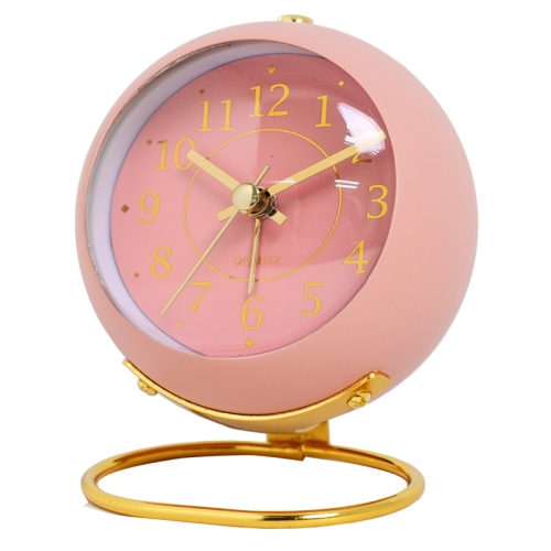 Nordic creative electronic table clock simple children's alarm clock new desktop bedside student silent luminous pointer clock - frosted pink -