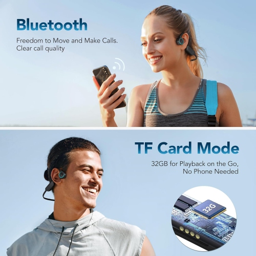 Black technology new swimming sports night running IPX8 waterproof MP3 player with Bluetooth 5.3 suitable for swimming 32G memory true bone