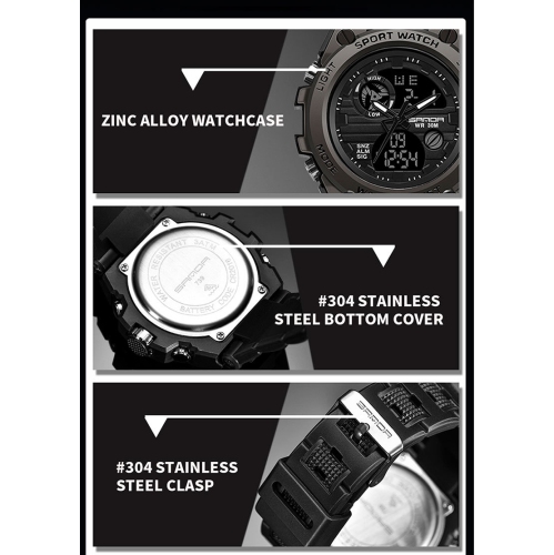 Hot selling large dial tactical watch, fashionable and multifunctional for male students, dual display sports waterproof electronic watch - 739 blue