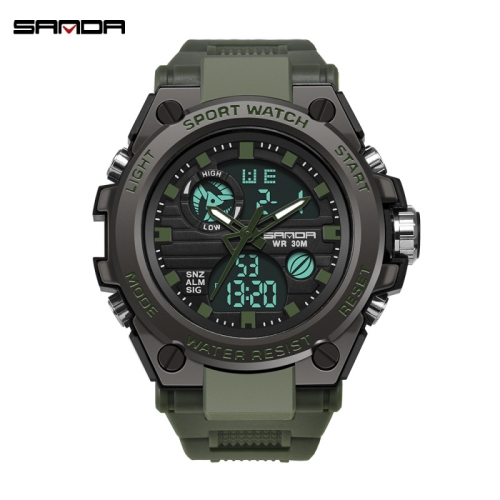 THE WAY  Hot Selling Large Dial Tactical Watch, Fashionable And Multifunctional for Male Students, Dual Display Sports Waterproof Electronic Watch