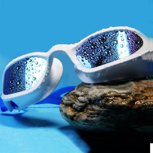 Adult large frame swimming goggles professional anti-fog HD swimming goggles waterproof adult swimming goggles blue and white