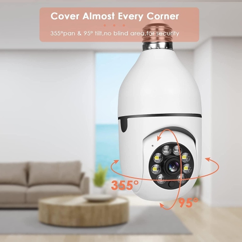 A6 security monitoring light bulb camera, remote voice HD infrared night vision full color dual light monitoring WiFi 360° panoramic light bulb home