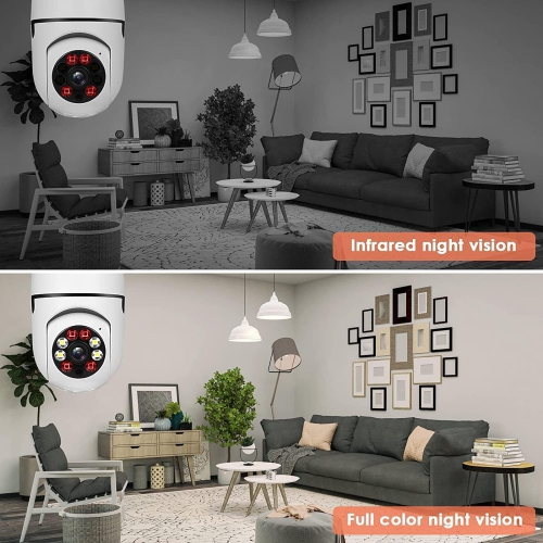 A6 security monitoring light bulb camera, remote voice HD infrared night vision full color dual light monitoring WiFi 360° panoramic light bulb home