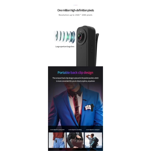 Caméra HD A18, caméra arrière 1080p avec vision nocturne, caméra d'enregistrement de conférence, enregistreur de conférence portatif