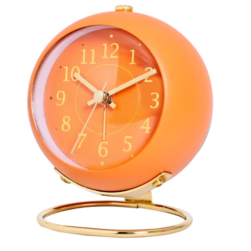 Nordic creative electronic table clock simple children's alarm clock new desktop bedside student silent luminous pointer clock - frosted orange -