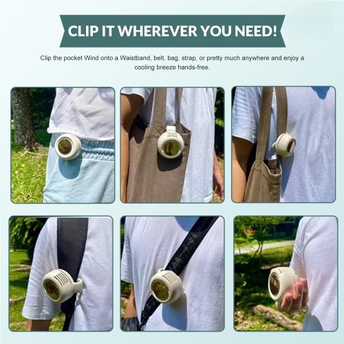 Mini ventilateur portatif à pince, ventilateur silencieux rechargeable USB, 3 vitesses ​​Ventilateur de taille