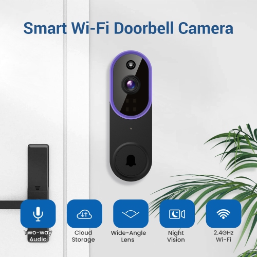 Wireless Doorbell Camera, WiFi HD Night Vision Smart Doorbell with AI Human Detection, Two-Way Talk, Night Vision, and Cloud Storage