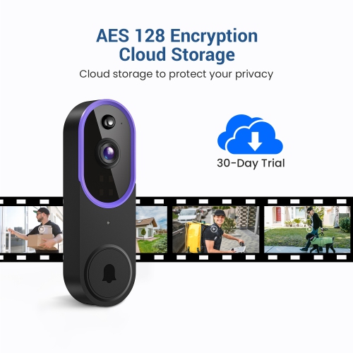 Wireless Doorbell Camera, WiFi HD Night Vision Smart Doorbell with AI Human Detection, Two-Way Talk, Night Vision, and Cloud Storage