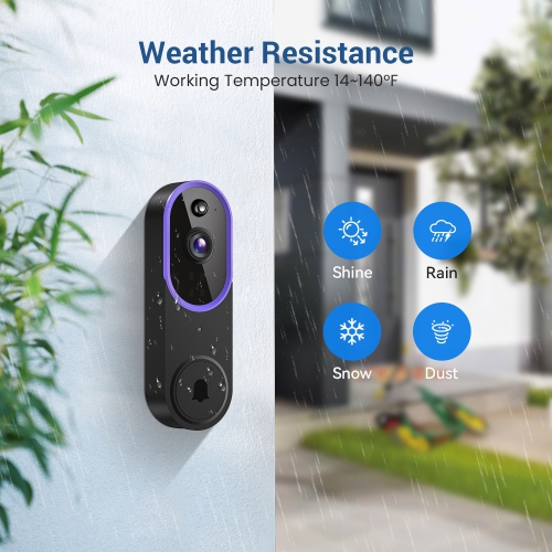 Wireless Doorbell Camera, WiFi HD Night Vision Smart Doorbell with AI Human Detection, Two-Way Talk, Night Vision, and Cloud Storage