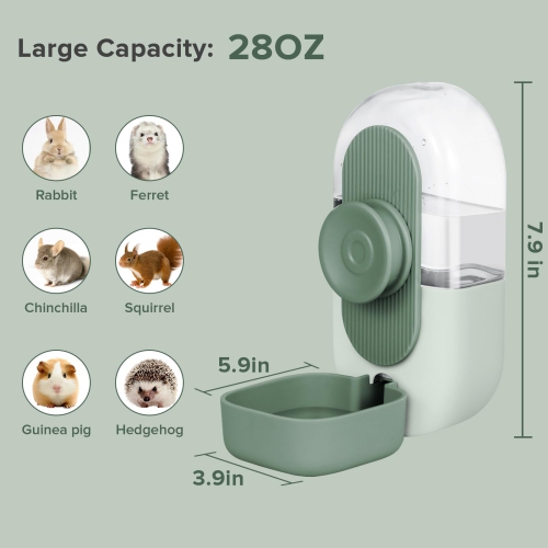 Hanging Automatic Rabbit Water Bottle, Leak-Proof Gravity Waterer for Guinea Pigs and Rabbits