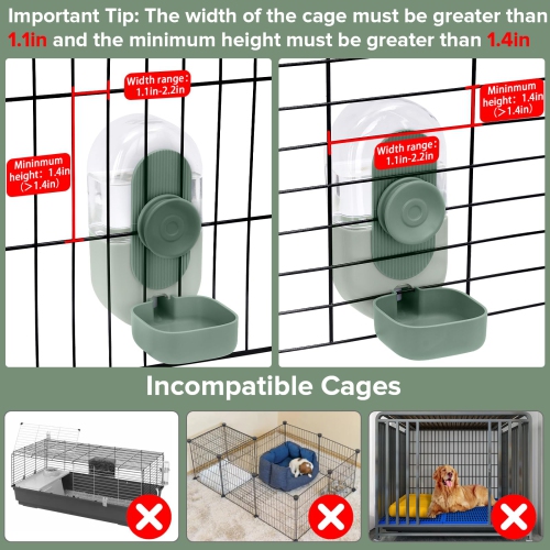 Hanging Automatic Rabbit Water Bottle, Leak-Proof Gravity Waterer for Guinea Pigs and Rabbits