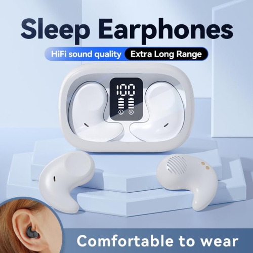 Sleep Earbuds Bluetooth In-Ear Headphones,Mini Invisible Earbuds for Side Sleepers, Small Wireless Earphones Clear Call-White