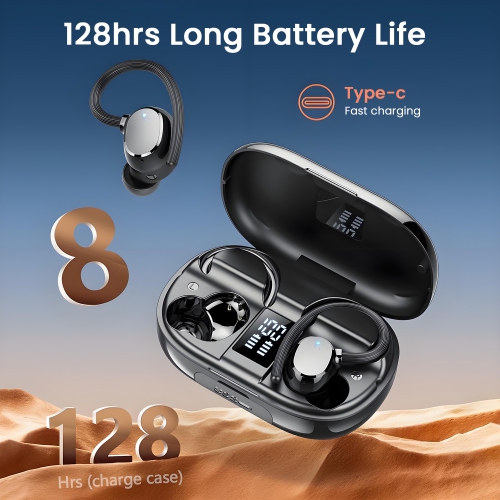 Wireless Bluetooth Earbuds Sports Bluetooth 5.3 Headphones with LED Display Over Ear Earphones with Earhooks IP7 Waterproof for Gym Running Workout
