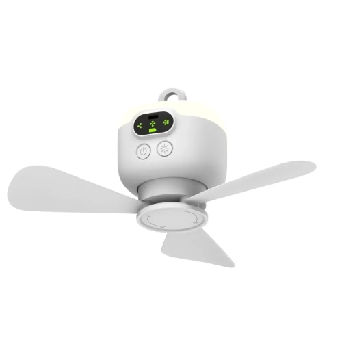USB Rechargeable Small Ceiling Fan with Wireless Remote Control, Outdoor Camping Fan with LED Night Light, Portable for Travel and Camping