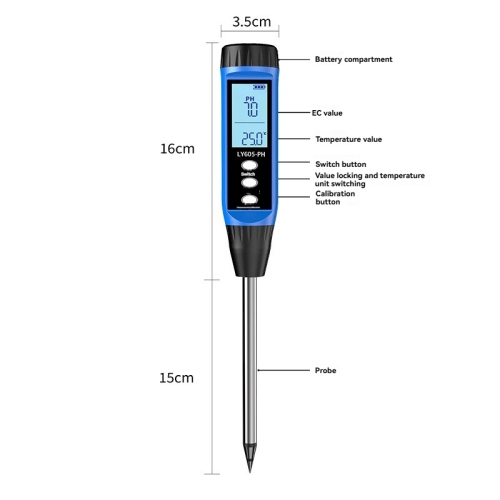 Soil pH and temperature two-in-one detector, high-precision water-soluble fertilizer rapid detection, more efficient planting