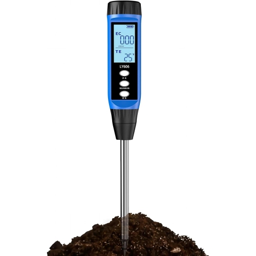 Soil conductivity EC tester, conductivity meter and temperature monitor, for fertilizer nutrient salt detection, ideal for plant care