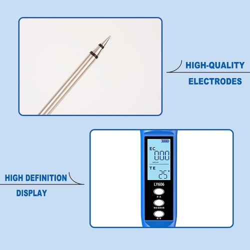 Soil conductivity EC tester, conductivity meter and temperature monitor, for fertilizer nutrient salt detection, ideal for plant care