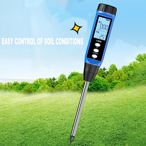 Soil conductivity EC tester, conductivity meter and temperature monitor, for fertilizer nutrient salt detection, ideal for plant care