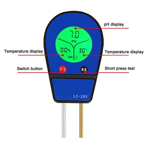 Three-in-one soil pH meter humidity temperature pH tester humidity moisture soil moisture detector