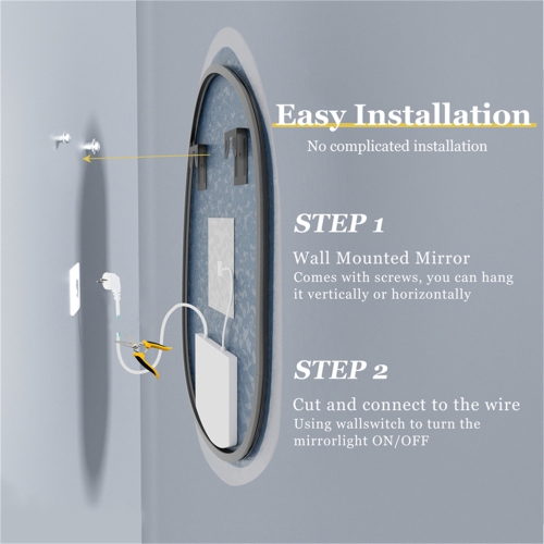 LUVODI Lighted LED Bathroom Mirror 20"x28" Irregular Stone Pattern Frosted Wall Vanity Mirror with Bright Back Lit Modern Dimmable Smart Mirror Anti