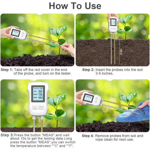 3 in 1 Soil pH Value Environmental Temperature and Humidity Tester Indoor Potted Plant Measuring Instrument Plant Growth Gardening Tools
