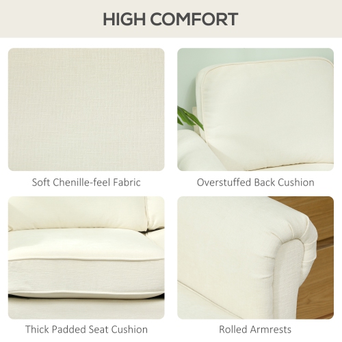 HOMCOM Sectional Sofa with changeable Chaise Lounge, 3-Seater Chenille Upholstery Couch with Wooden Legs, Modern L Shape Corner Sofa for Living Room,