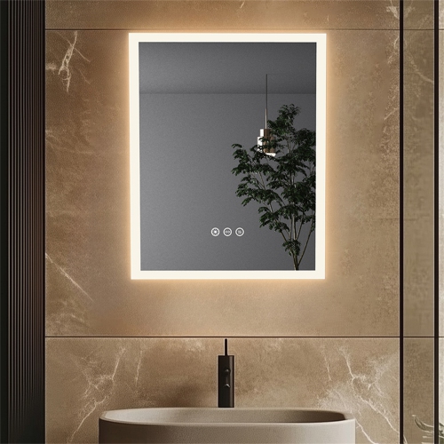 16 x 20 Inch Rectangle LED Bathroom Mirror Anti-Fog Wall Mounted Lighted Bathroom Vanity Mirror Smart Makeup Mirror 3 Colors Light Dimmable Touch